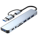 USB Hub / Razdelnik - USB i Type C Adapter - 8 vo 1 - Gray