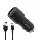 Polnac za vo Avtomobil so Kabel -  Teracell Type-C Dual USB 45W - Black