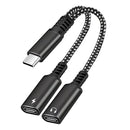 Type-C Razdelnik - Type-C Spliter za Slusalki i Polnenje - Black